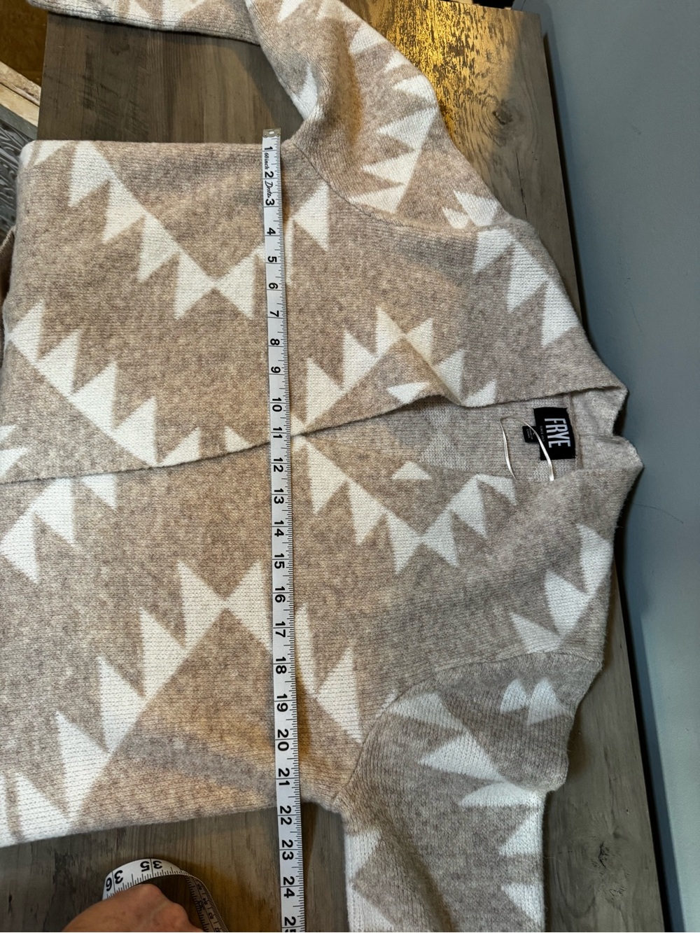 Frye Beige and Cream Aztec Open-Front Cardigan - Picture 7 of 7